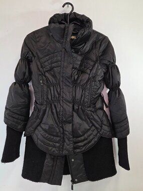 Porle Hooded Down Coat w/ Detachable Hood & Fur Size Small